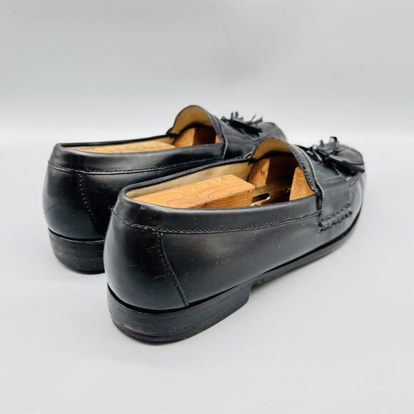 Cole Haan Shoes Men 10 Black Leather Tassel Loafer Dress Moc Toe Slip On Classic - Picture 7 of 11